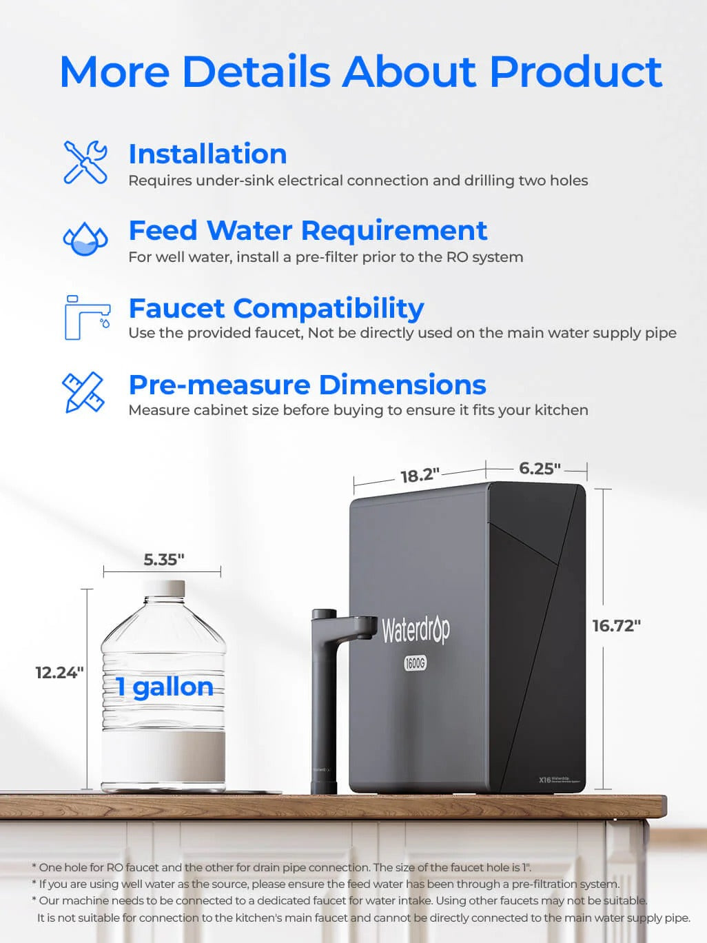 Waterdrop X16 Tankless Undersink RO System – 1600 GPD, 11-Stage Filtration, Alkaline & UV