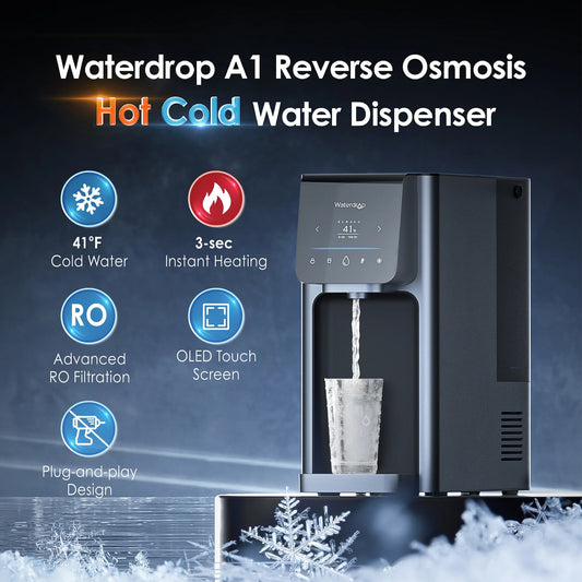 Waterdrop A1 Countertop RO Hot & Cold Water Dispenser – 7-Stage Pure Water, Instant Heat & Chill